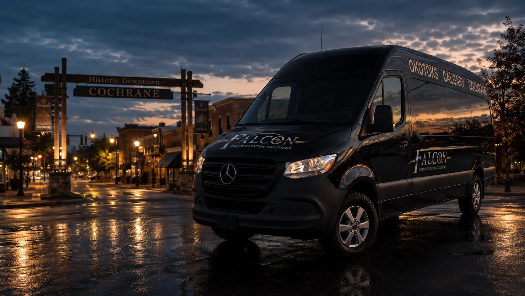 Falcon Bus scheduled passenger transportation serving Cochrane, Calgary, and nearby Alberta communities